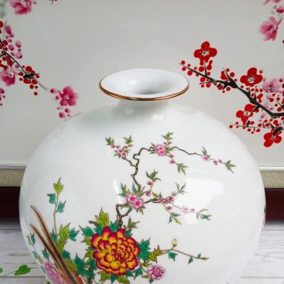 Bình Hút Tài Lộc Chim Trĩ Hoa Phù Dung